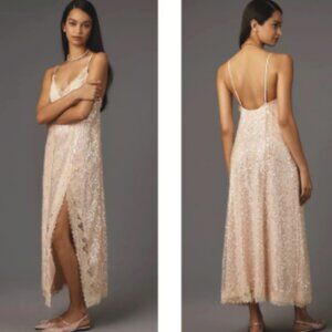 Anthropologie Sequin Slip Midi Dress